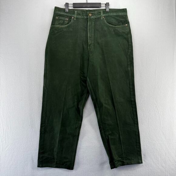 Vintage Levis Jeans FIts 37x30.5 Green 554 Baggy Loose Red Tab USA made Straight - Picture 3 of 14